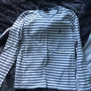 Gray and White Ralph Lauren Long Sleeve Shirt